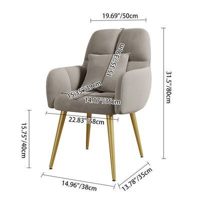 Contemporary Luxury Square Velvet Upholstered Metal Vanity Stool Pillow Backrest Armrest For Bedroom