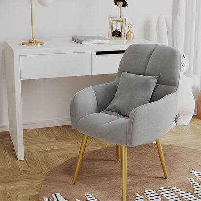 Contemporary Luxury Square Velvet Upholstered Metal Vanity Stool Pillow Backrest Armrest For Bedroom