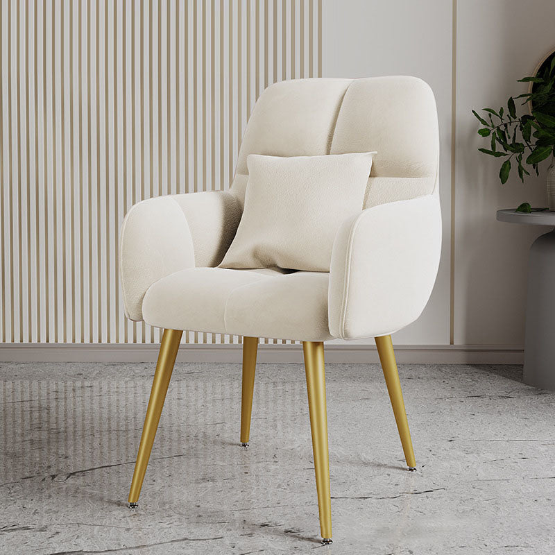 Contemporary Luxury Square Velvet Upholstered Metal Vanity Stool Pillow Backrest Armrest For Bedroom