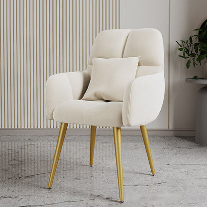 Contemporary Luxury Square Velvet Upholstered Metal Vanity Stool Pillow Backrest Armrest For Bedroom