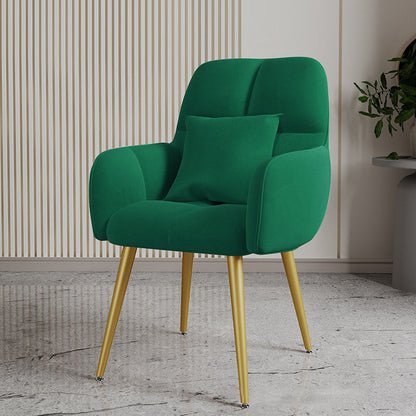 Contemporary Luxury Square Velvet Upholstered Metal Vanity Stool Pillow Backrest Armrest For Bedroom