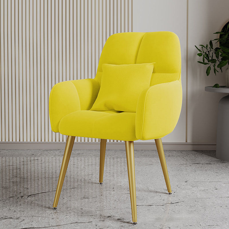 Contemporary Luxury Square Velvet Upholstered Metal Vanity Stool Pillow Backrest Armrest For Bedroom