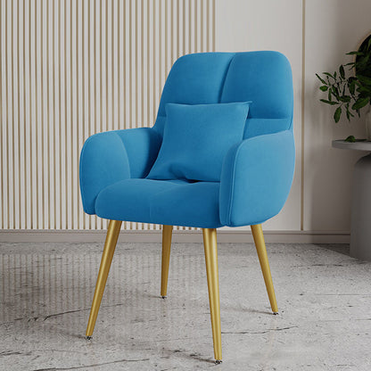 Contemporary Luxury Square Velvet Upholstered Metal Vanity Stool Pillow Backrest Armrest For Bedroom