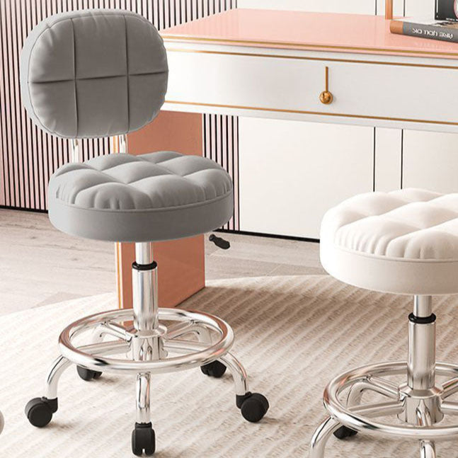 Contemporary Simplicity Round Tech Fabric Metal Swivel Height Adjustable Bar Stool Backrest For Dining Room