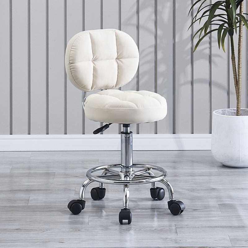 Contemporary Simplicity Round Tech Fabric Metal Swivel Height Adjustable Bar Stool Backrest For Dining Room