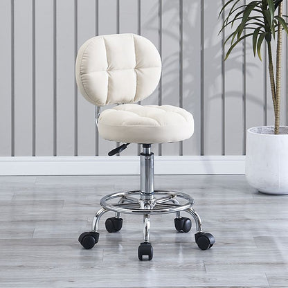 Contemporary Simplicity Round Tech Fabric Metal Swivel Height Adjustable Bar Stool Backrest For Dining Room