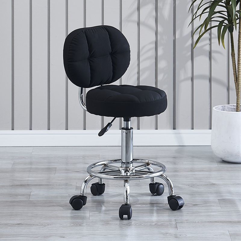 Contemporary Simplicity Round Tech Fabric Metal Swivel Height Adjustable Bar Stool Backrest For Dining Room