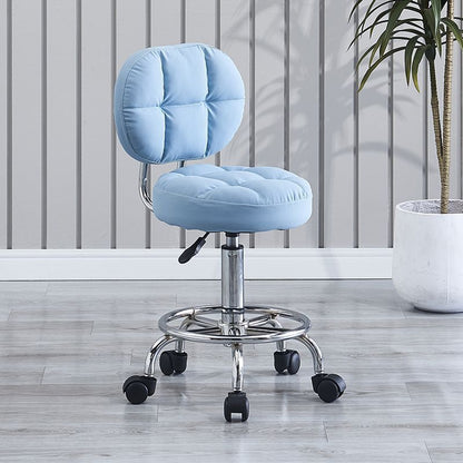 Contemporary Simplicity Round Tech Fabric Metal Swivel Height Adjustable Bar Stool Backrest For Dining Room