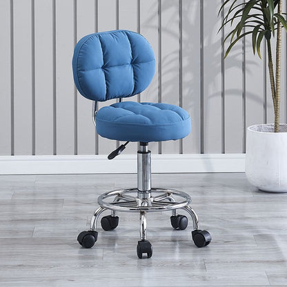 Contemporary Simplicity Round Tech Fabric Metal Swivel Height Adjustable Bar Stool Backrest For Dining Room