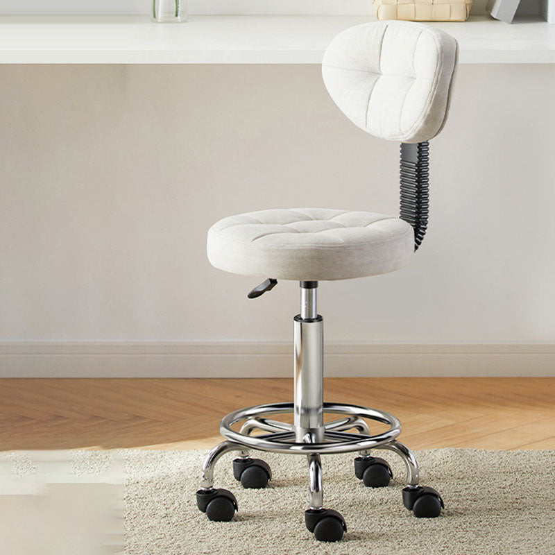 Contemporary Simplicity Round Faux Leather Metal Swivel Height Adjustable Bar Stool Backrest Footrest For Dining Room