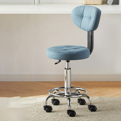 Contemporary Simplicity Round Faux Leather Metal Swivel Height Adjustable Bar Stool Backrest Footrest For Dining Room