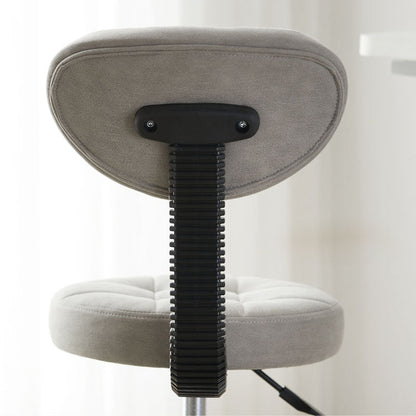 Contemporary Simplicity Round Faux Leather Metal Swivel Height Adjustable Bar Stool Backrest Footrest For Dining Room