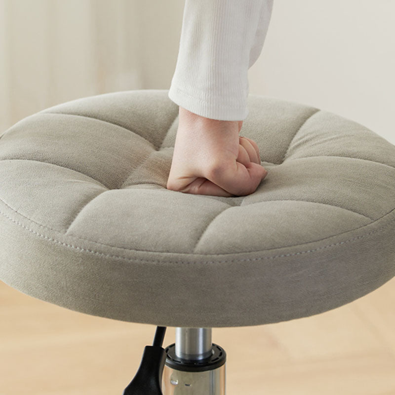 Contemporary Simplicity Round Faux Leather Metal Swivel Height Adjustable Bar Stool Backrest Footrest For Dining Room