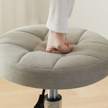 Contemporary Simplicity Round Faux Leather Metal Swivel Height Adjustable Bar Stool Backrest Footrest For Dining Room