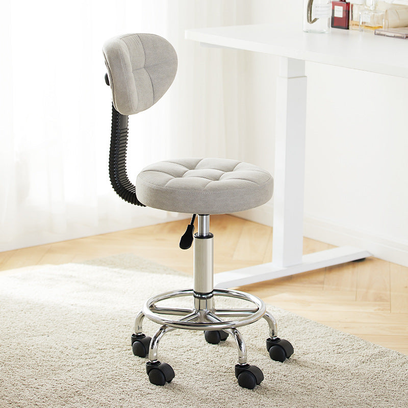 Contemporary Simplicity Round Faux Leather Metal Swivel Height Adjustable Bar Stool Backrest Footrest For Dining Room