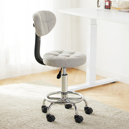 Contemporary Simplicity Round Faux Leather Metal Swivel Height Adjustable Bar Stool Backrest Footrest For Dining Room