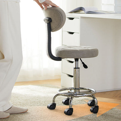 Contemporary Simplicity Round Faux Leather Metal Swivel Height Adjustable Bar Stool Backrest Footrest For Dining Room