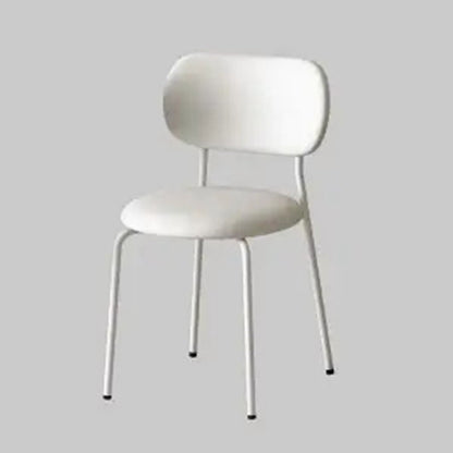 Contemporary Scandinavian Round PU Leather Iron Legs Stackable Dining Chair Backrest For Dining Room