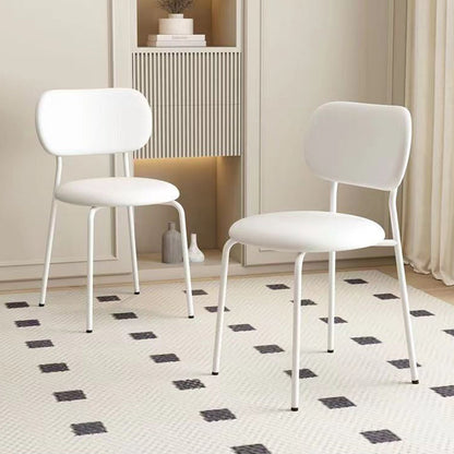 Contemporary Scandinavian Round PU Leather Iron Legs Stackable Dining Chair Backrest For Dining Room