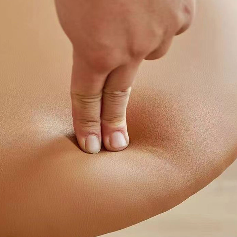 Contemporary Scandinavian Round PU Leather Iron Legs Stackable Dining Chair Backrest For Dining Room