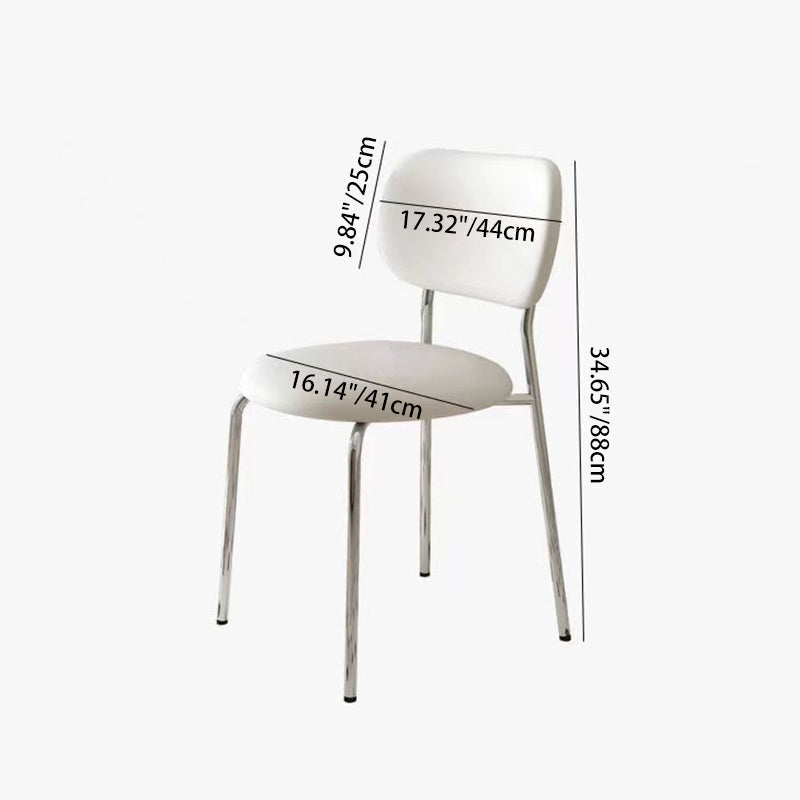 Contemporary Scandinavian Round PU Leather Iron Legs Stackable Dining Chair Backrest For Dining Room