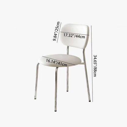 Contemporary Scandinavian Round PU Leather Iron Legs Stackable Dining Chair Backrest For Dining Room