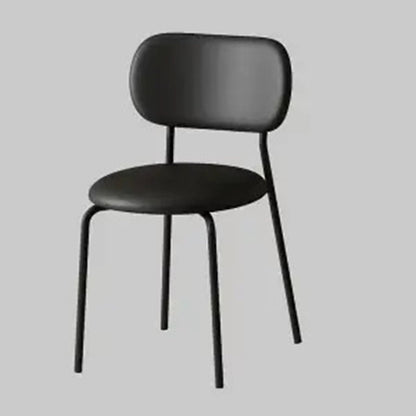 Contemporary Scandinavian Round PU Leather Iron Legs Stackable Dining Chair Backrest For Dining Room
