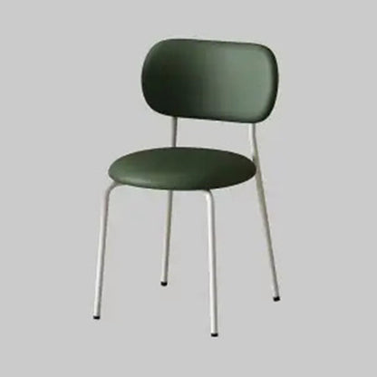 Contemporary Scandinavian Round PU Leather Iron Legs Stackable Dining Chair Backrest For Dining Room
