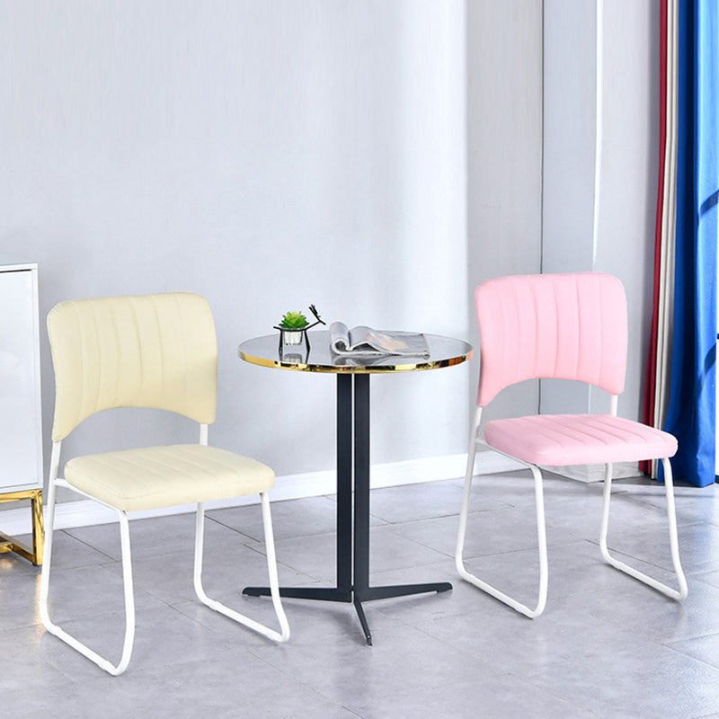 Contemporary Scandinavian Square Artificial Leather Carbon Steel Frame Stackable Vanity Stool Backrest For Bedroom