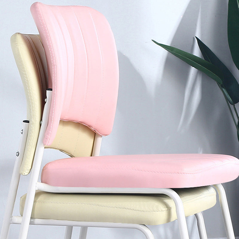 Contemporary Scandinavian Square Artificial Leather Carbon Steel Frame Stackable Vanity Stool Backrest For Bedroom