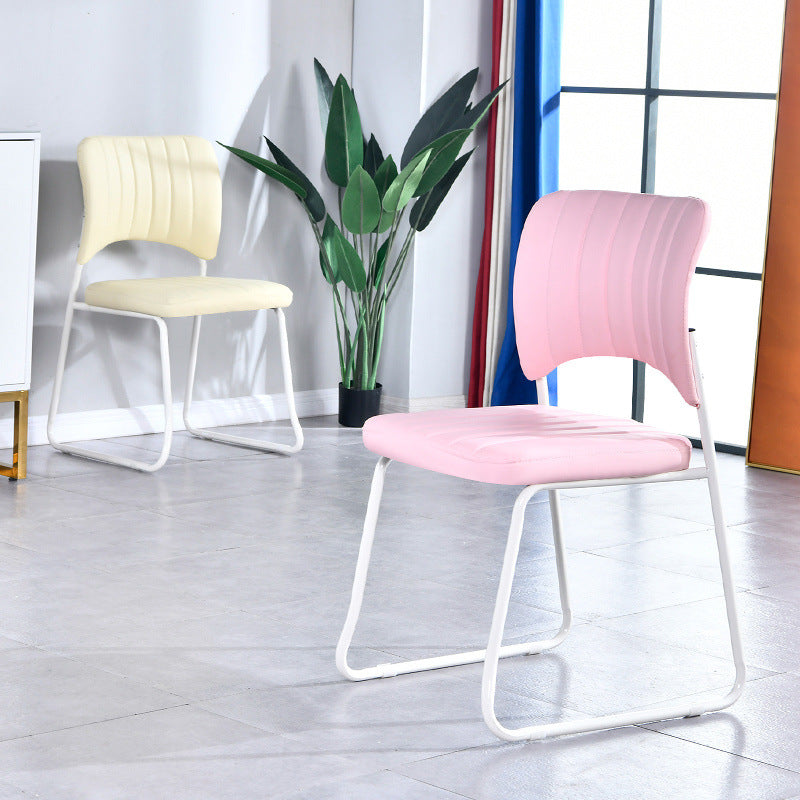 Contemporary Scandinavian Square Artificial Leather Carbon Steel Frame Stackable Vanity Stool Backrest For Bedroom