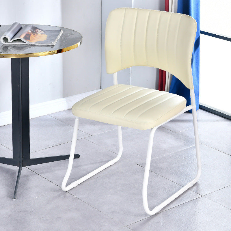 Contemporary Scandinavian Square Artificial Leather Carbon Steel Frame Stackable Vanity Stool Backrest For Bedroom