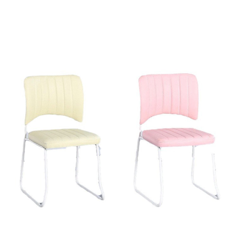 Contemporary Scandinavian Square Artificial Leather Carbon Steel Frame Stackable Vanity Stool Backrest For Bedroom