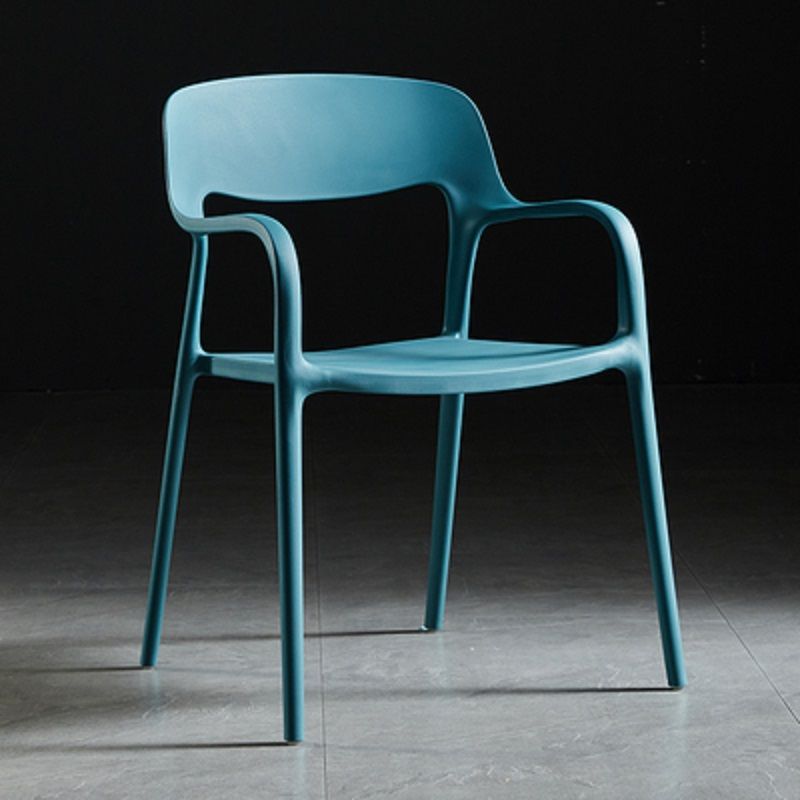 Contemporary Nordic Square Plastic Stackable Dining Chair Backrest Armrest For Dining Room