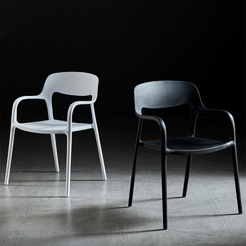 Contemporary Nordic Square Plastic Stackable Dining Chair Backrest Armrest For Dining Room