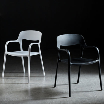 Contemporary Nordic Square Plastic Stackable Dining Chair Backrest Armrest For Dining Room