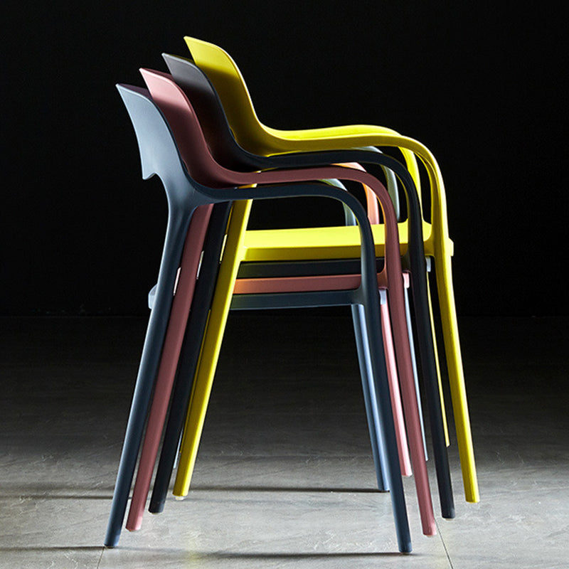 Contemporary Nordic Square Plastic Stackable Dining Chair Backrest Armrest For Dining Room