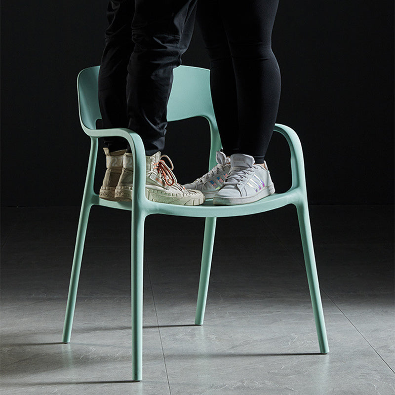 Contemporary Nordic Square Plastic Stackable Dining Chair Backrest Armrest For Dining Room