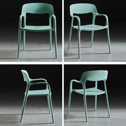 Contemporary Nordic Square Plastic Stackable Dining Chair Backrest Armrest For Dining Room