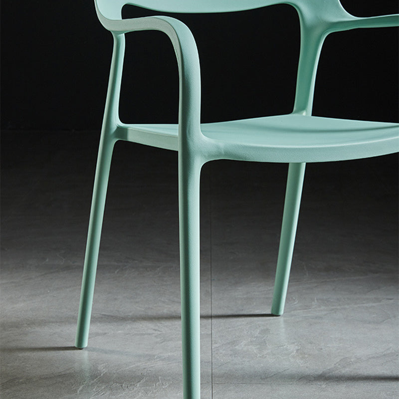 Contemporary Nordic Square Plastic Stackable Dining Chair Backrest Armrest For Dining Room