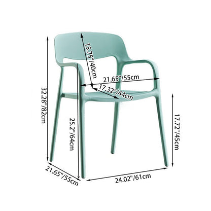 Contemporary Nordic Square Plastic Stackable Dining Chair Backrest Armrest For Dining Room