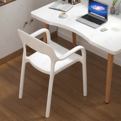 Contemporary Nordic Square Plastic Stackable Dining Chair Backrest Armrest For Dining Room