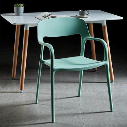 Contemporary Nordic Square Plastic Stackable Dining Chair Backrest Armrest For Dining Room