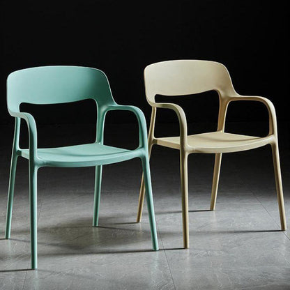 Contemporary Nordic Square Plastic Stackable Dining Chair Backrest Armrest For Dining Room
