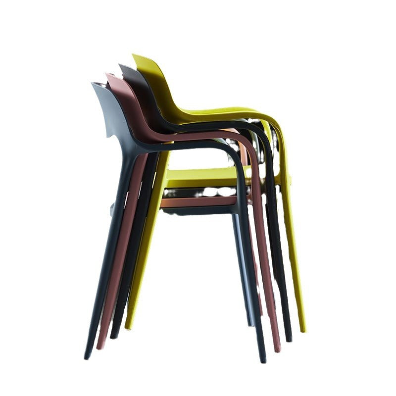 Contemporary Nordic Square Plastic Stackable Dining Chair Backrest Armrest For Dining Room
