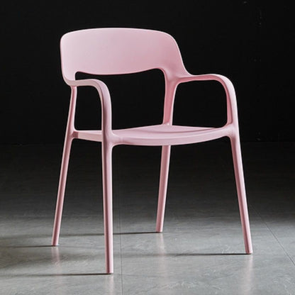 Contemporary Nordic Square Plastic Stackable Dining Chair Backrest Armrest For Dining Room