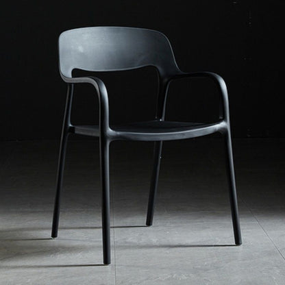 Contemporary Nordic Square Plastic Stackable Dining Chair Backrest Armrest For Dining Room