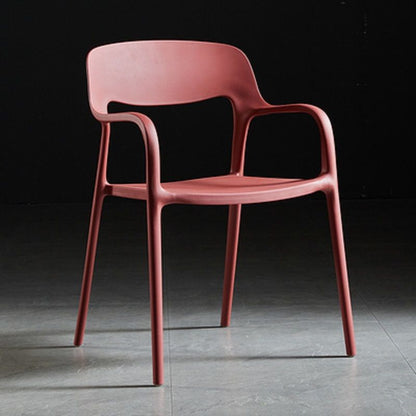 Contemporary Nordic Square Plastic Stackable Dining Chair Backrest Armrest For Dining Room