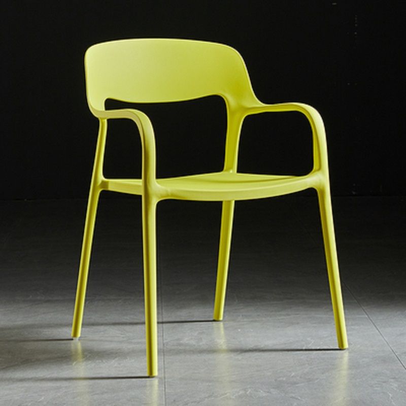 Contemporary Nordic Square Plastic Stackable Dining Chair Backrest Armrest For Dining Room