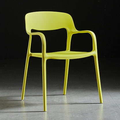 Contemporary Nordic Square Plastic Stackable Dining Chair Backrest Armrest For Dining Room